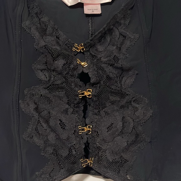 NWT Vintage Victoria Secret Sz S blk corset with thigh high straps - Picture 2 of 3